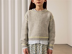 Name It knit sweater light grey melange with yellow detail  